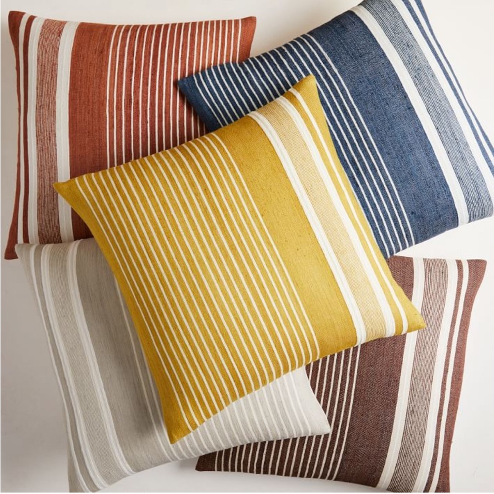 WEST ELM- Set of two (2) - Silk Variegated Stripe Pillow Cover